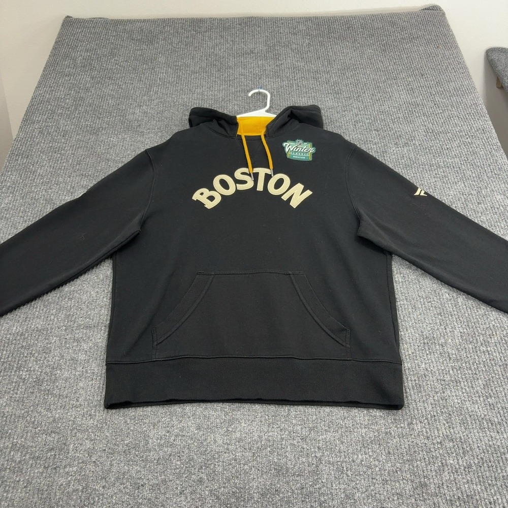 Boston Bruins Fanatics Hoodie Mens L Black Cotton Blend Winter Classic Athletic